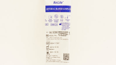 Vyaire 4023LTRU 3ml Vent Syringe 23G Luer Lock Protective Sheath